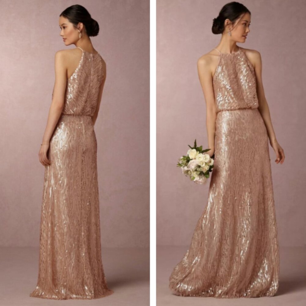 EUC Donna Morgan Collection Sequin Embellished Dress NWT Size 6 (Gold) RN103737